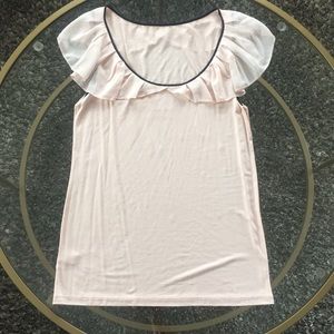 Pale pink lightweight collared top M NWT